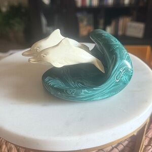 Cook Company vintage collectible double dolphin sculpture.